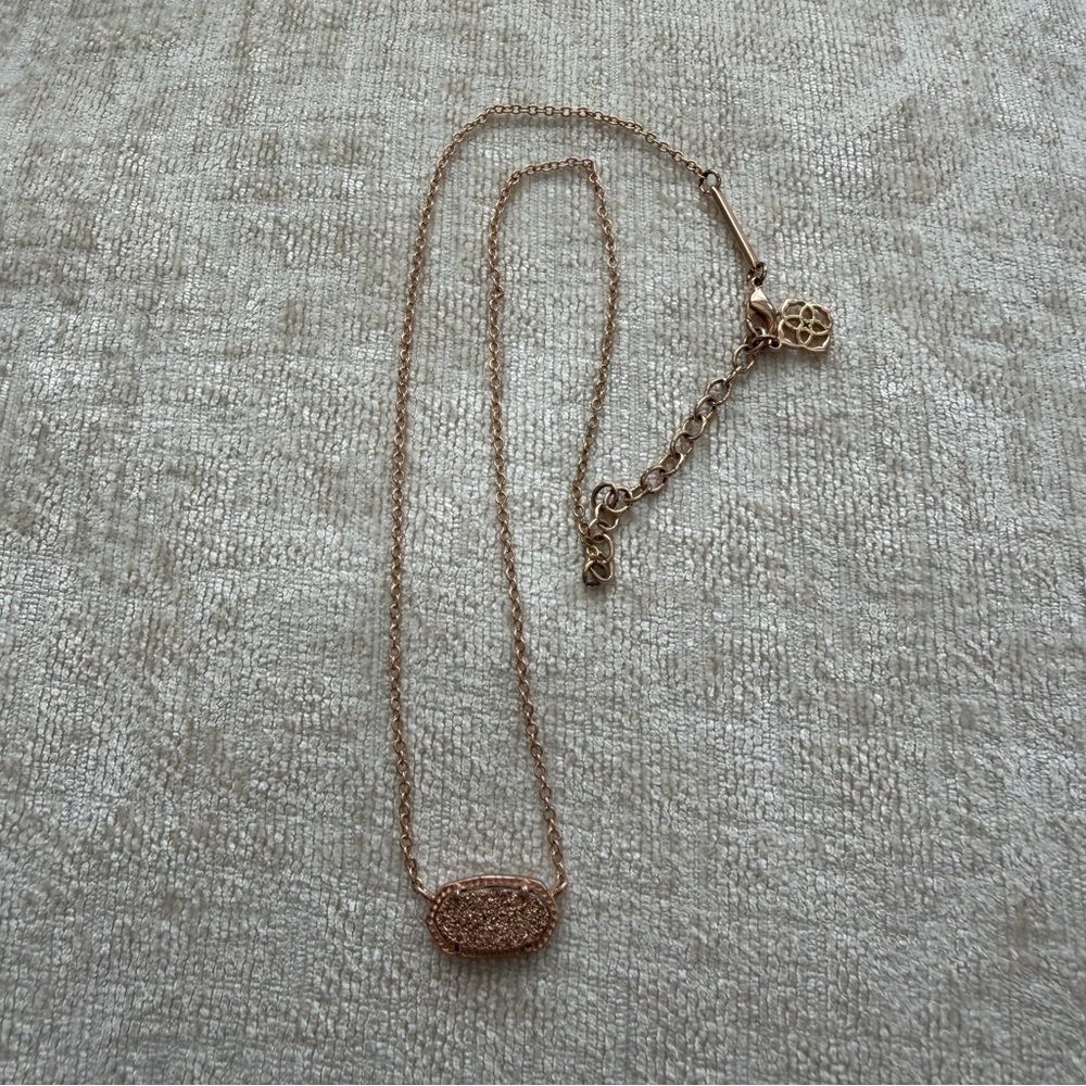 Kendra Scott Elisa Necklace, Brown Copper Drusy, Gold Chain